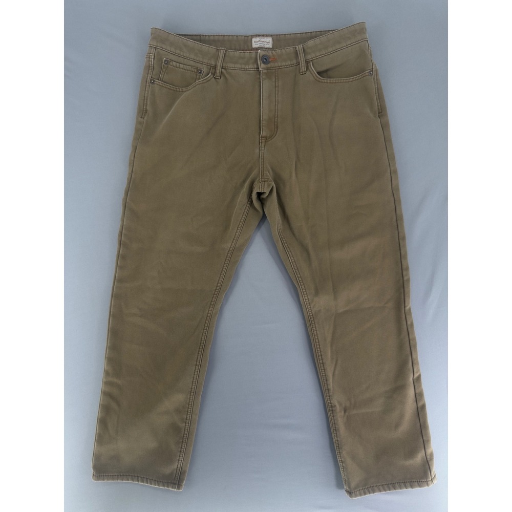 Weatherproof Vintage Mens 38x30 Tan Fleece Lined Canvas Pants Regular Fit Work